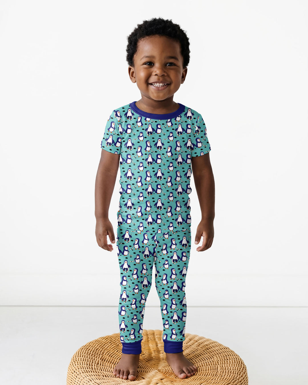 Penguin Hockey Bamboo Two Piece Short Sleeve Pajama Set