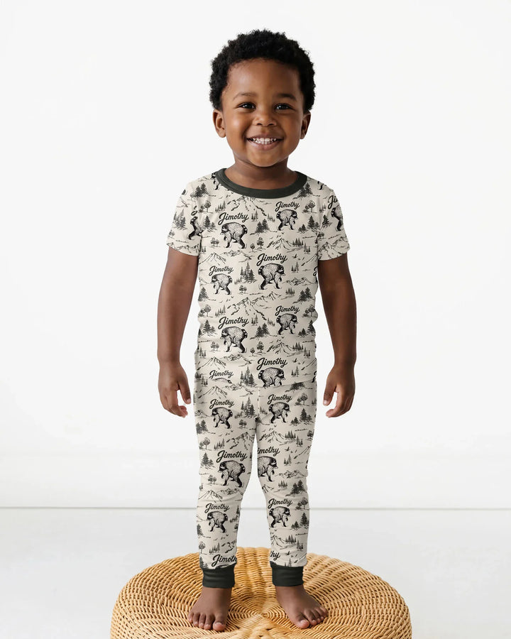 Vintage Jimothy Racoon Family Matching Bamboo Two Piece Short Sleeve Pajama Set