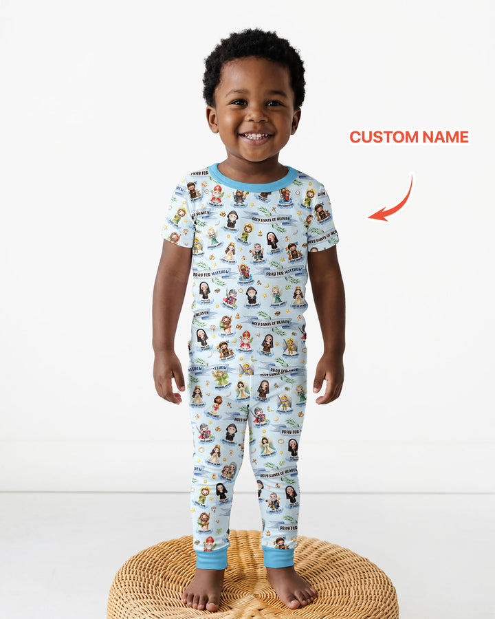 Holy Saints of Heaven Custom Name Bamboo Two Piece Short Sleeve Pajama Set