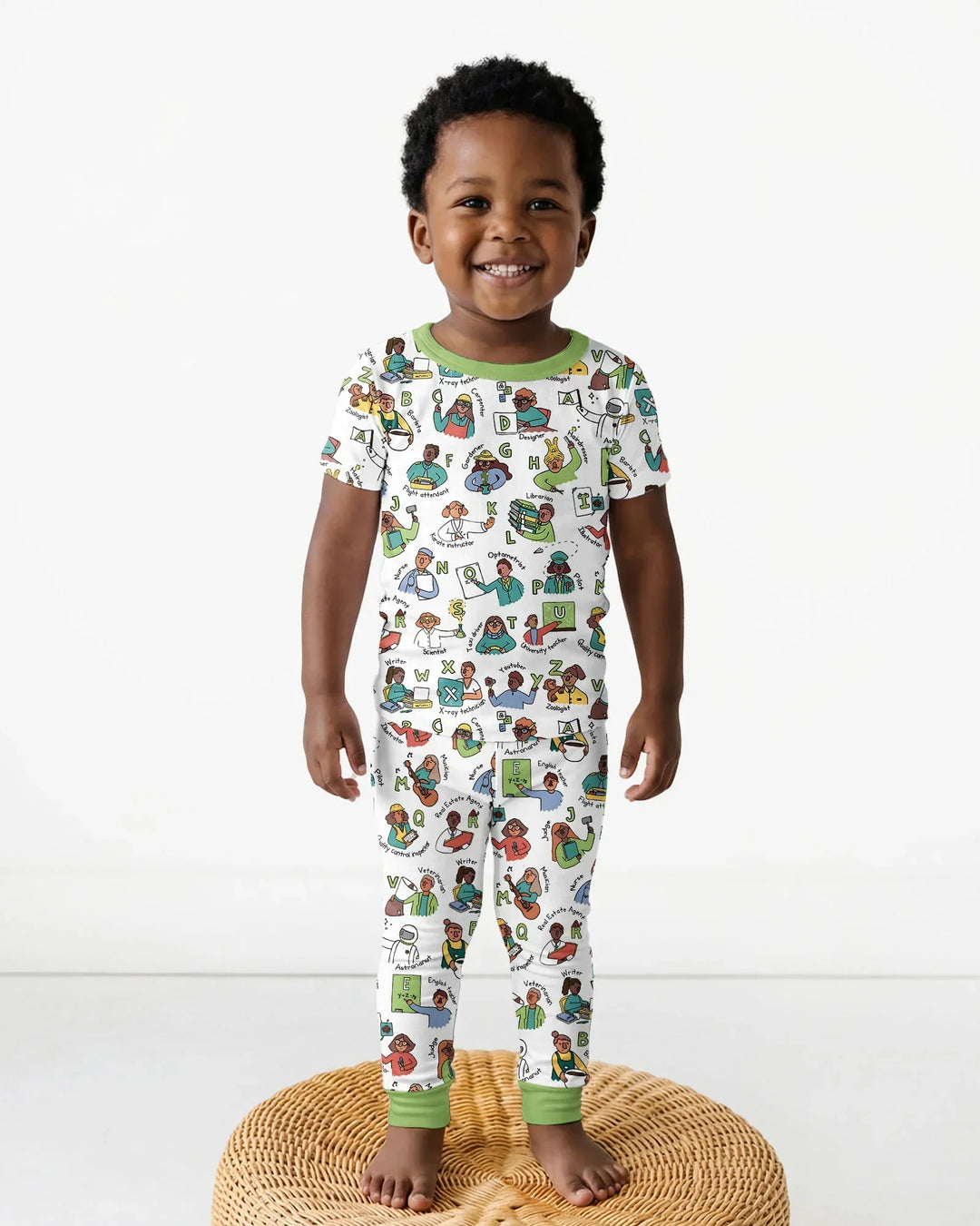 Jobs Alphabet Bamboo Two Piece Short Sleeve Pajama Set