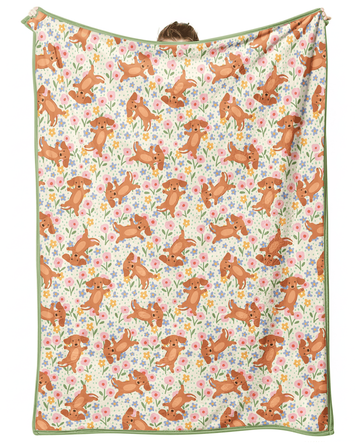 Dachshund Blooms Family Matching Bamboo Blanket