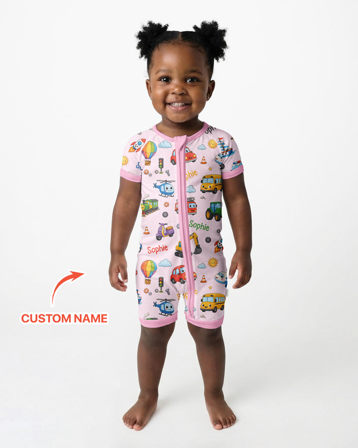 Custom Name Cute Transport Bamboo Shorty Zippy