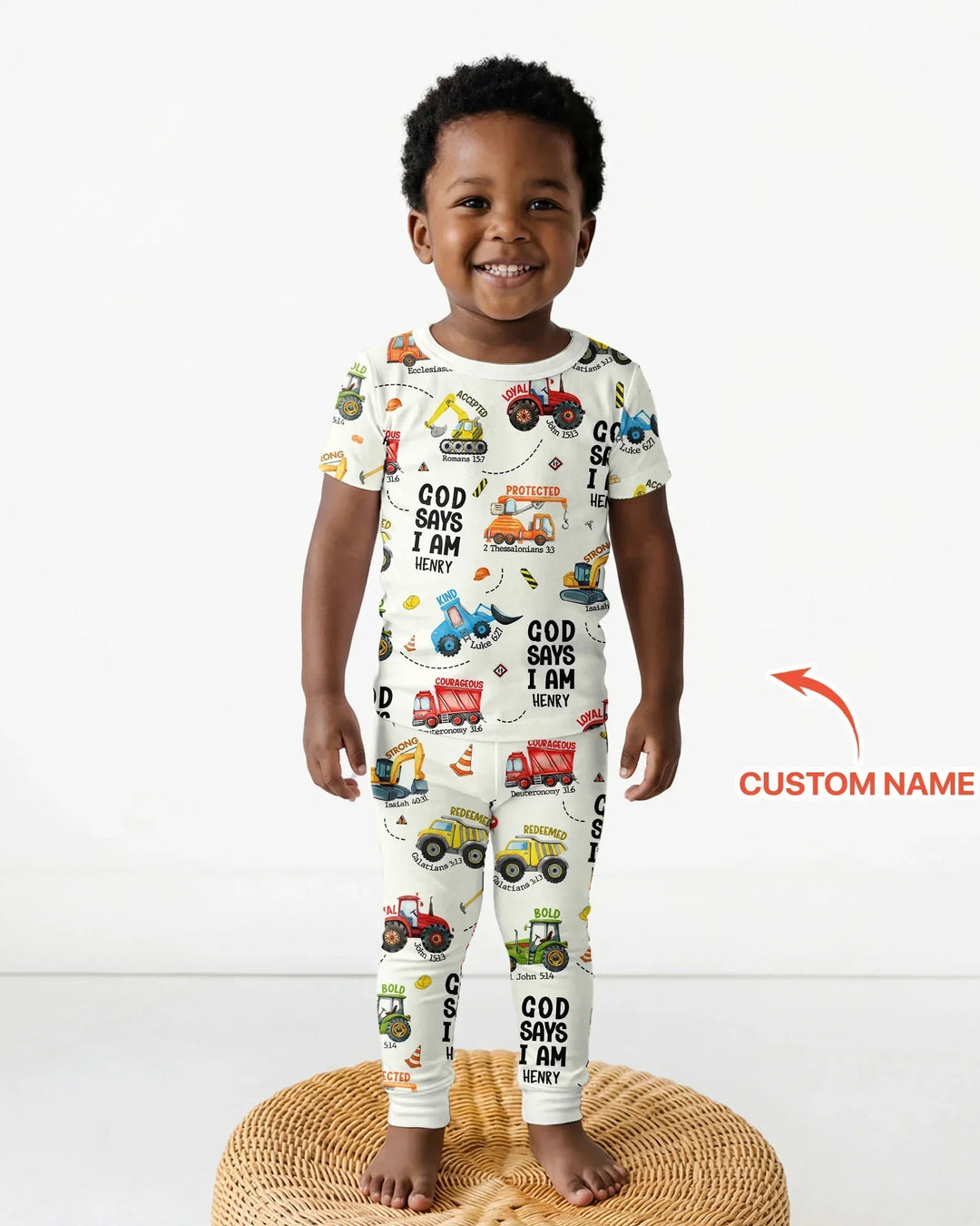 Custom Name God Says I Am Boy Bamboo Two Piece Short Sleeve Pyjamas Set