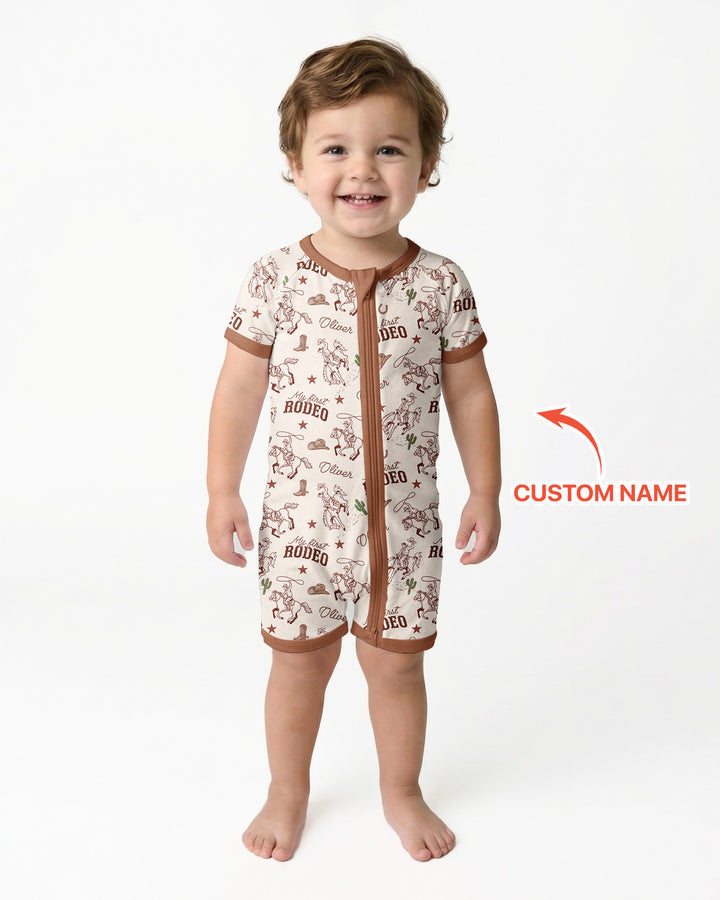 Custom Name First Rodeo Family Matching Bamboo Shorty Zippy