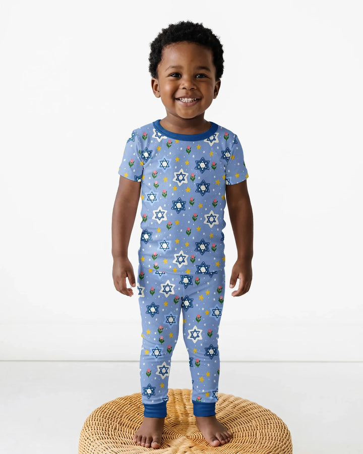 Starry Bloom Blessings Family Matching Bamboo Two Piece Short Sleeve Pajama Set