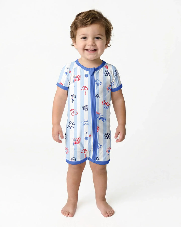 Red, White & Beachy Family Matching Bamboo Shorty Zippy