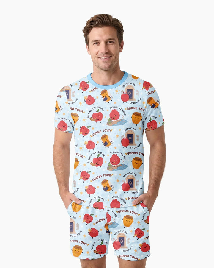 Sweet Sacred Moments Family Matching Bamboo Men Short Sleeve Short Pajama Set