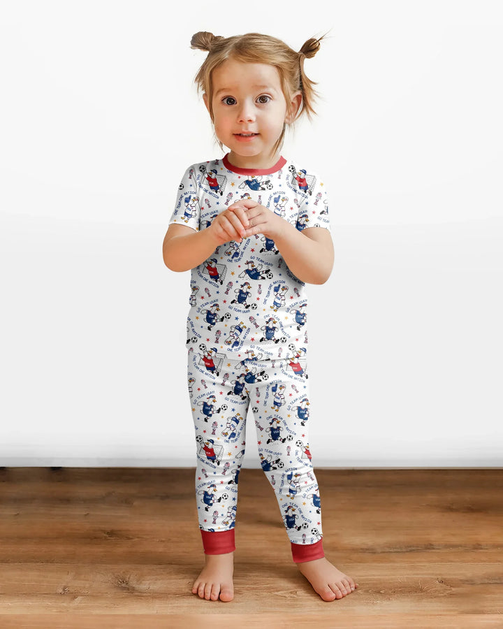 USA Soccer Goose Family Matching Bamboo Two Piece Short Sleeve Pajama Set