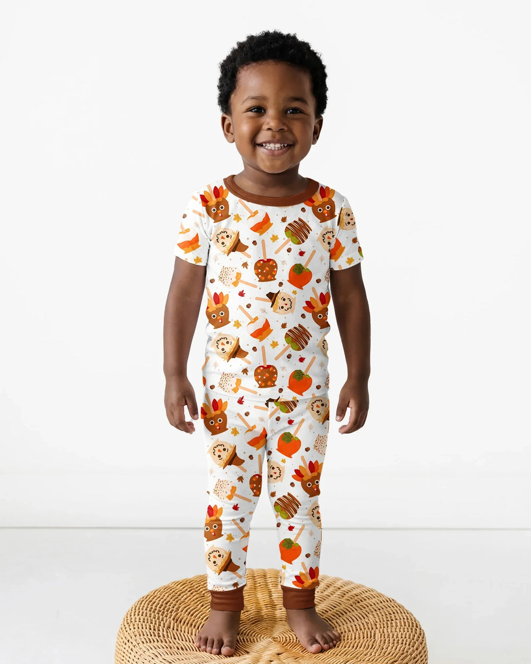 Fall Caramel Apple Family Matching Bamboo Two Piece Short Sleeve Pajama Set