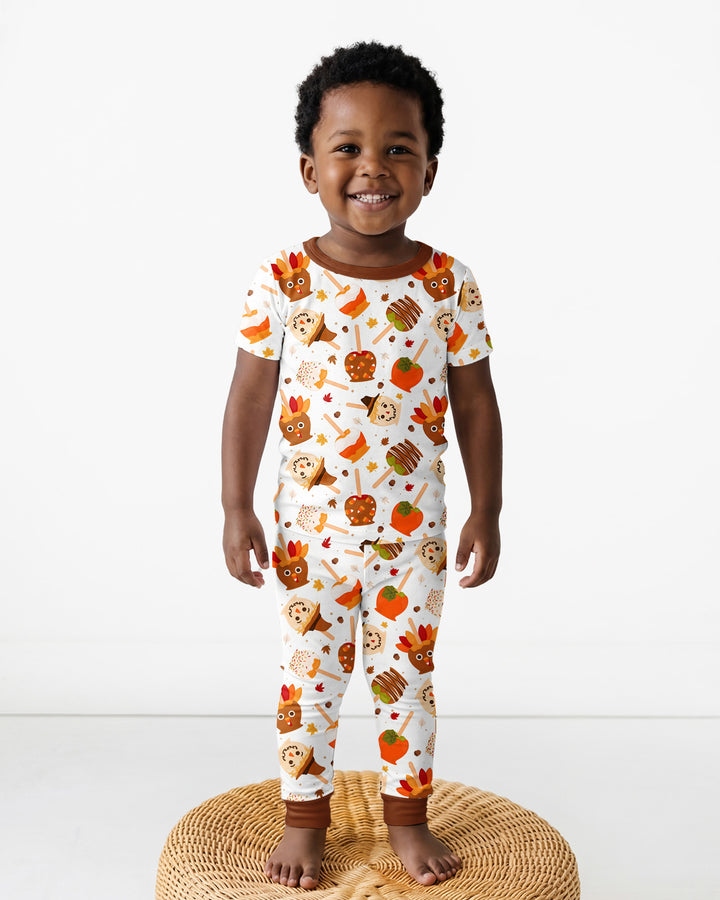 Fall Caramel Apple Family Matching Bamboo Two Piece Short Sleeve Pajama Set