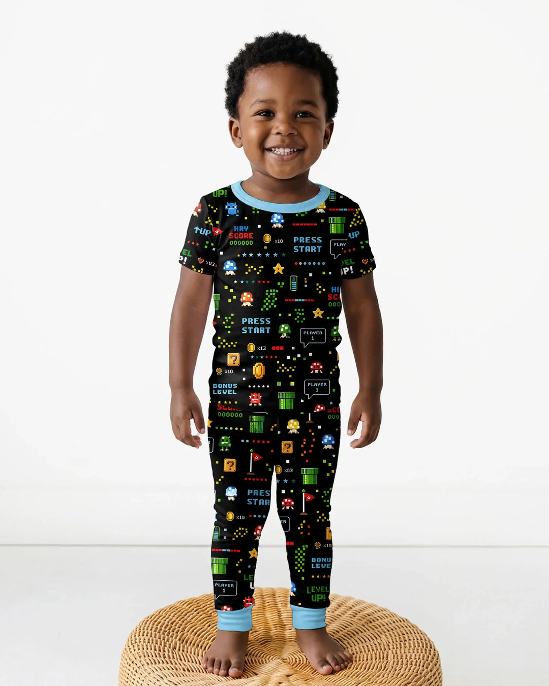Pixel Game Lover Matching Bamboo Two Piece Short Sleeve Pajama Set