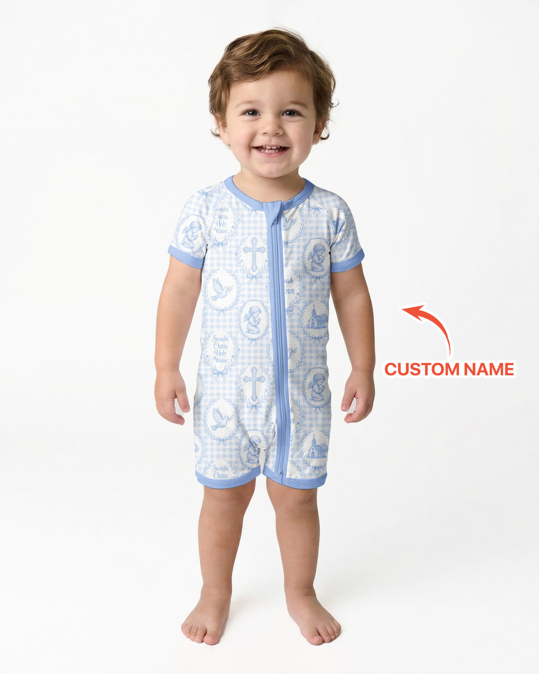 Custom Name Baptism Straight Outta Holy Water Bamboo Shorty Zippy
