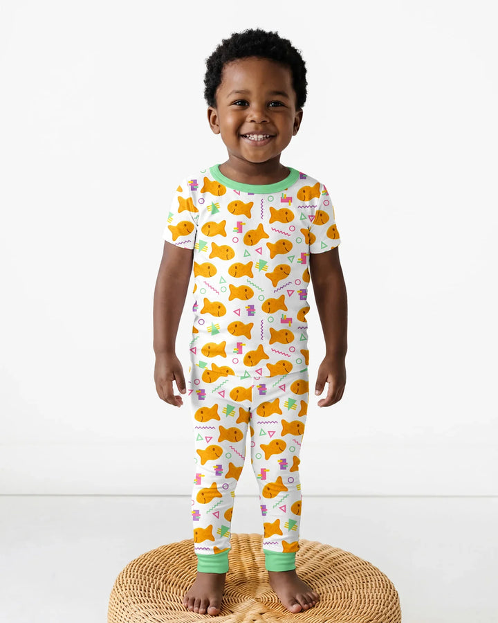 Cheesy Fishies Family Matching Bamboo Two Piece Short Sleeve Pajama Set