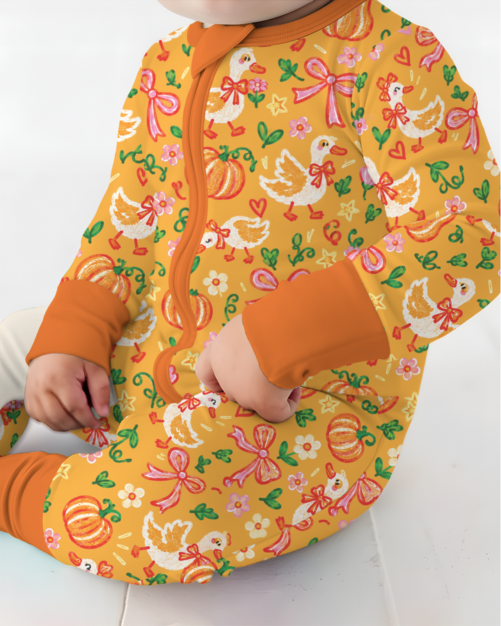 Cute Duck Pumpkin Fall Bamboo Convertible Zippy