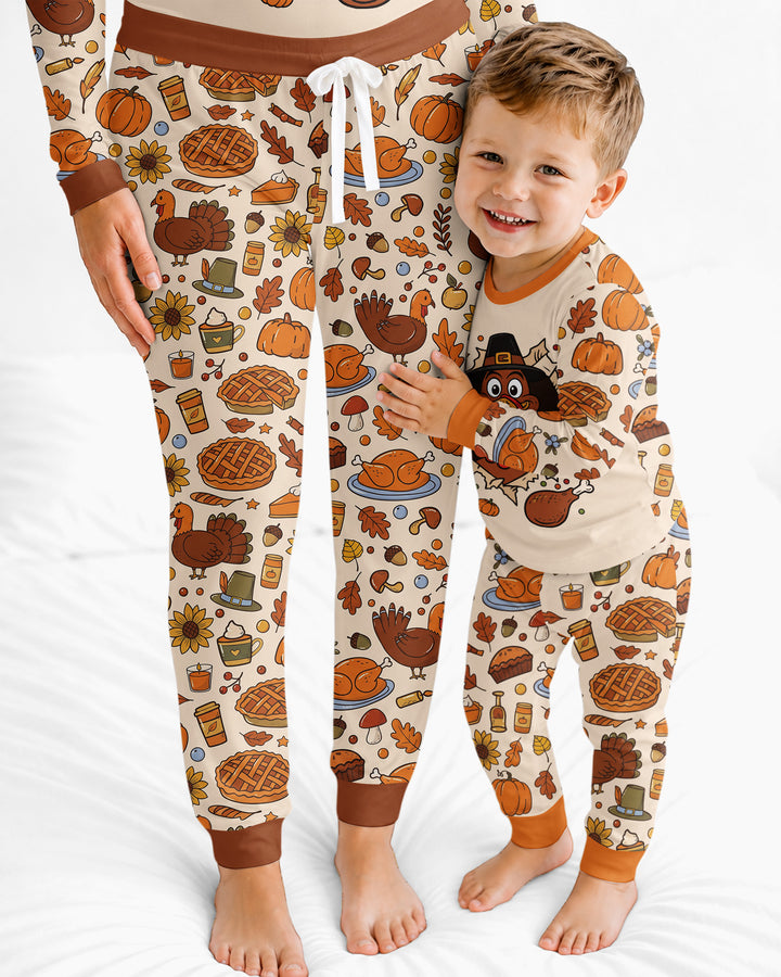 Funny Turkey on Thanksgiving Bamboo Women Pajama Set