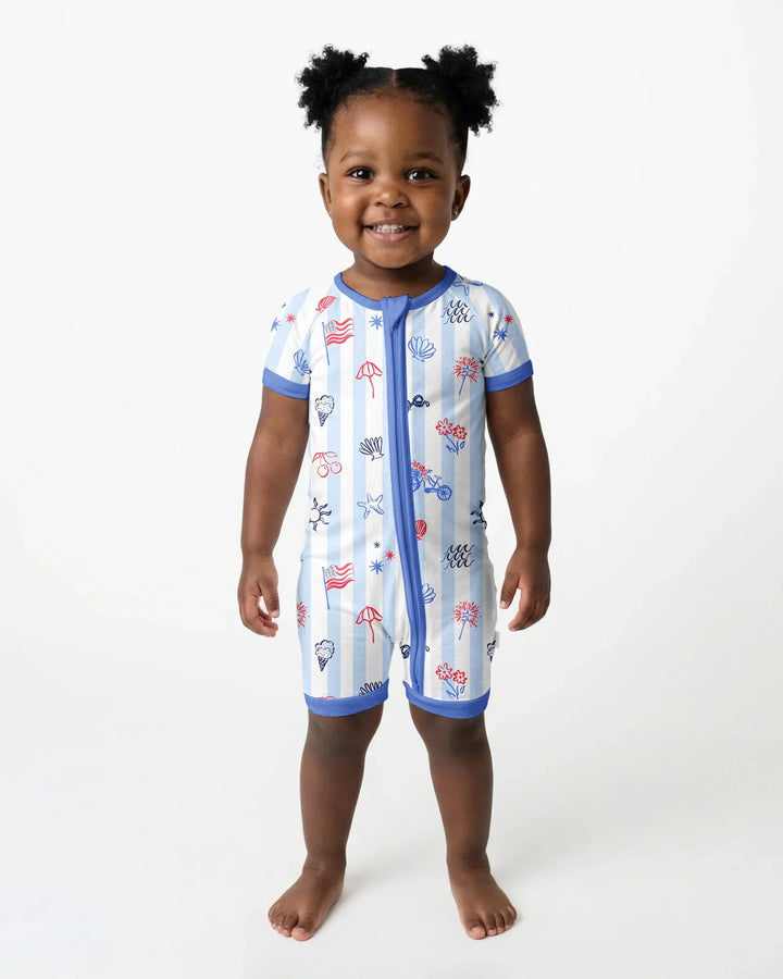 Red, White & Beachy Family Matching Bamboo Shorty Zippy