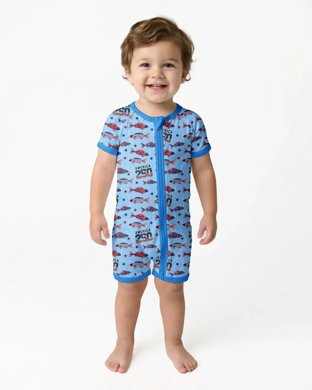 Stars and Stripes Fish Bamboo Shorty Zippy