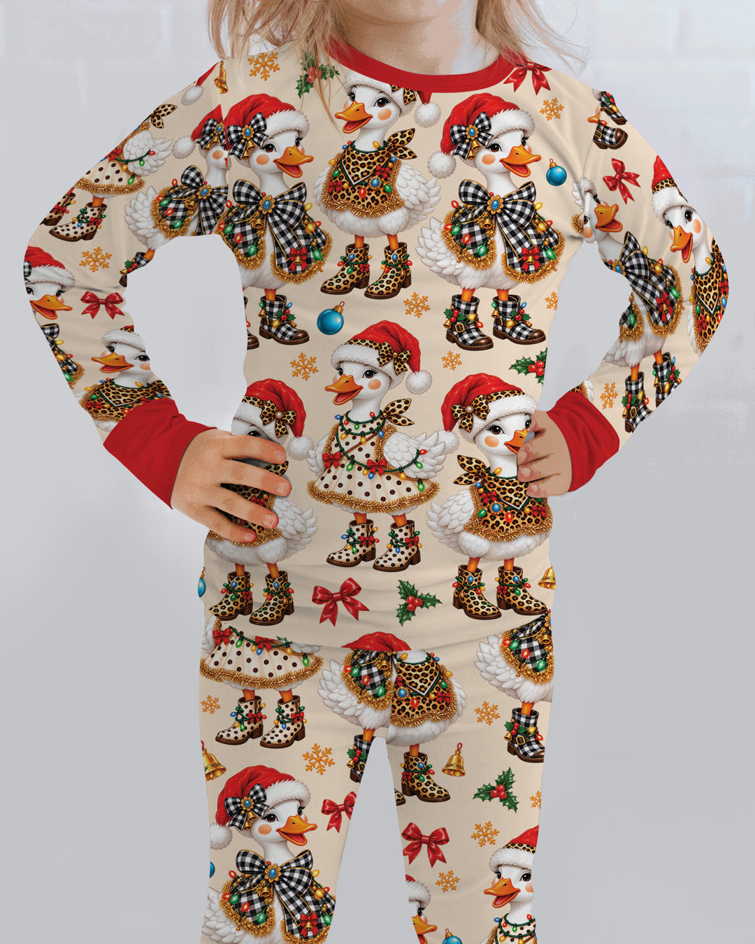 Holly Jolly Cowgirl Ducks Bamboo Two Piece Long Sleeve Pajama Set
