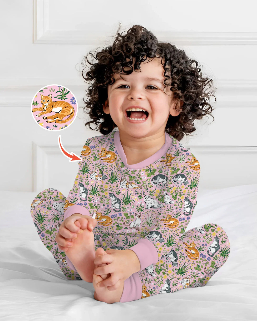 Kitten Garden Family Matching Bamboo Two Piece Long Sleeve Pajama Set
