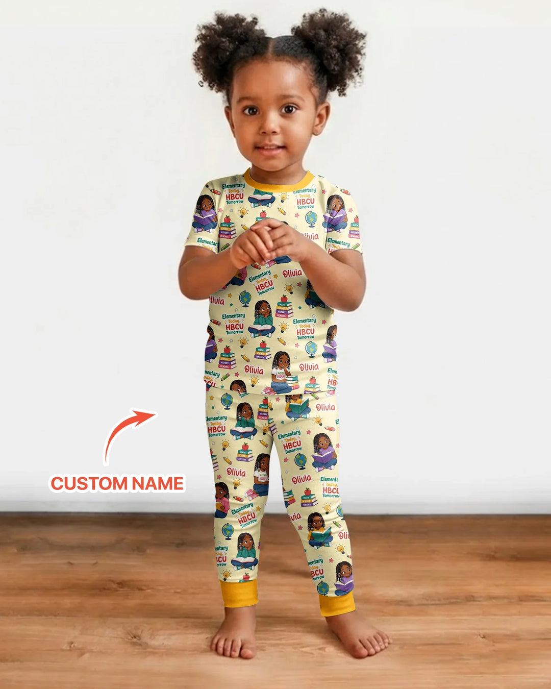 Custom Name Elementary Today HBCU Tomorrow Bamboo Two Piece Short Sleeve Pajama Set