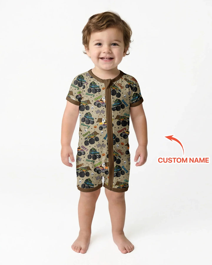 Custom Name Halloween Creepy Crusher Family Matching Bamboo Shorty Zippy