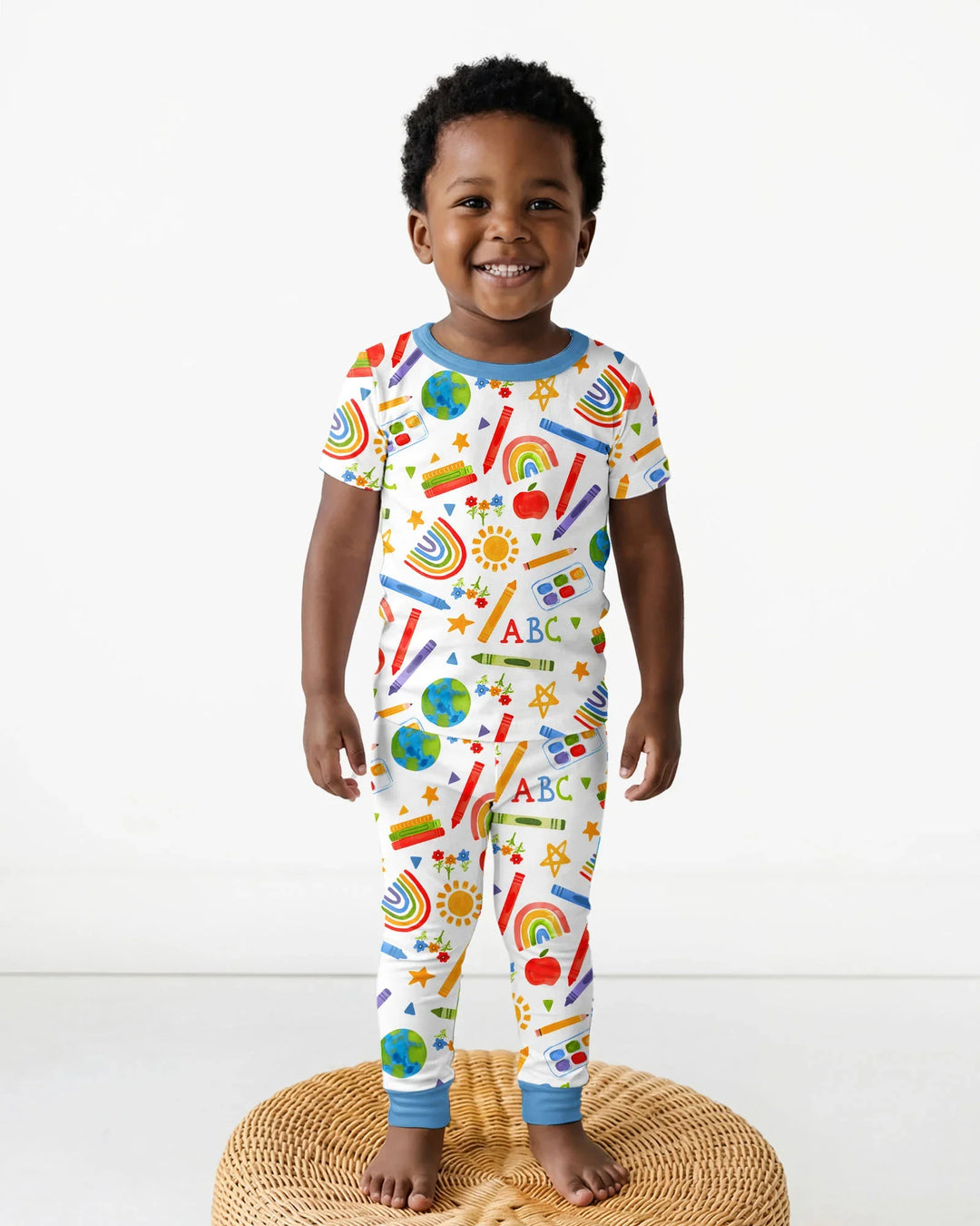 School Scribbles Bamboo Two Piece Short Sleeve Pajama Set