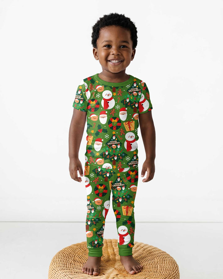 Snowmen Funny Bamboo Two Piece Short Sleeve Pajama Set