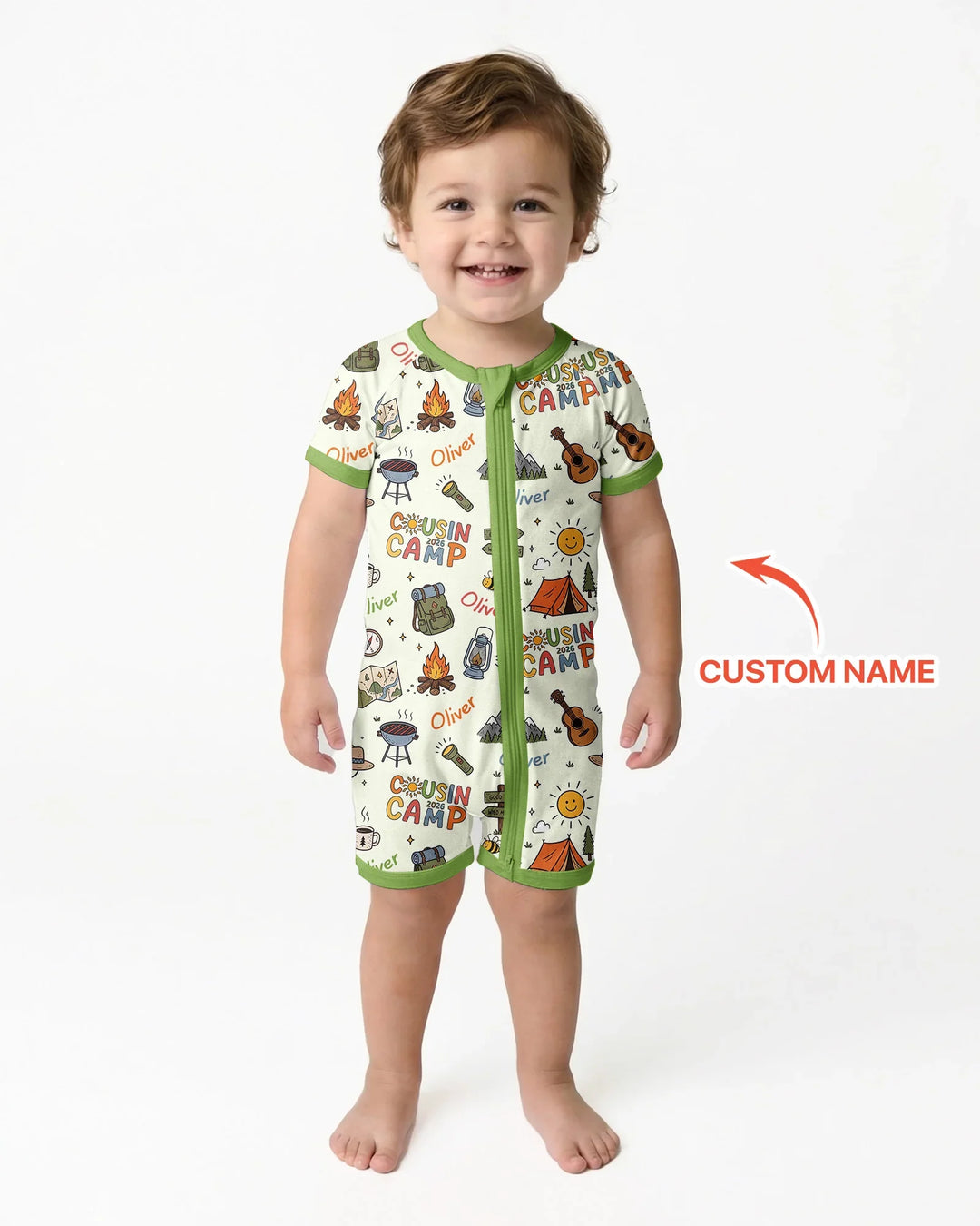 Custom Name Cousin Camp 2026 Bamboo Shorty Zippy