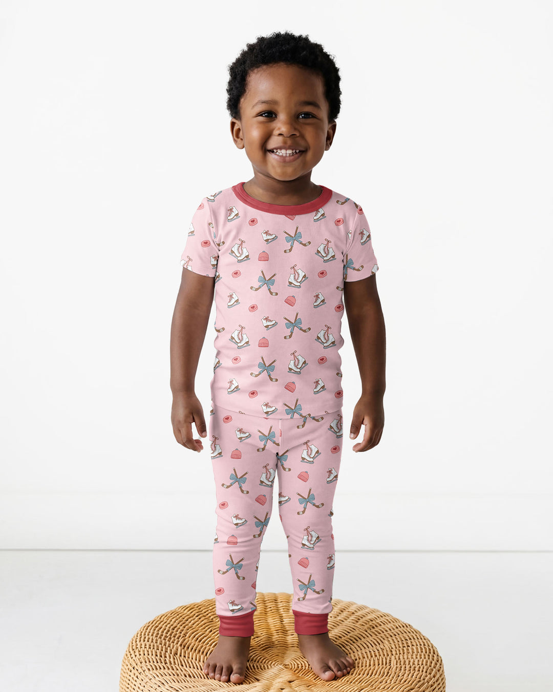 Girly Hockey Pink Bamboo Two Piece Short Sleeve Pajama Set