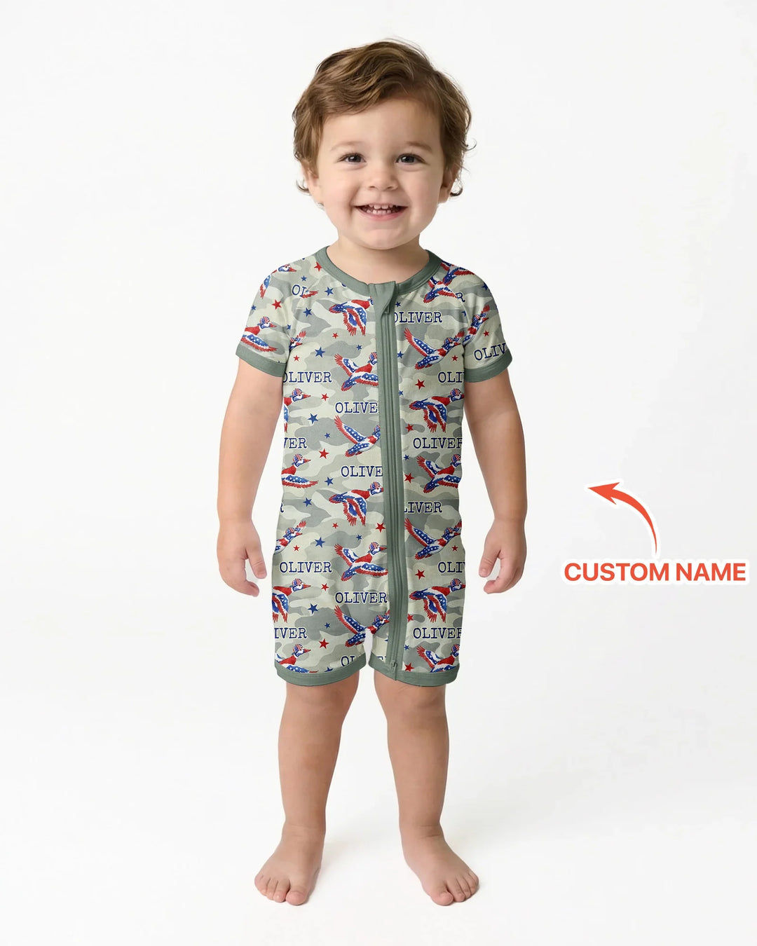 Custom Name America Mallard Duck Family Matching Bamboo Shorty Zippy