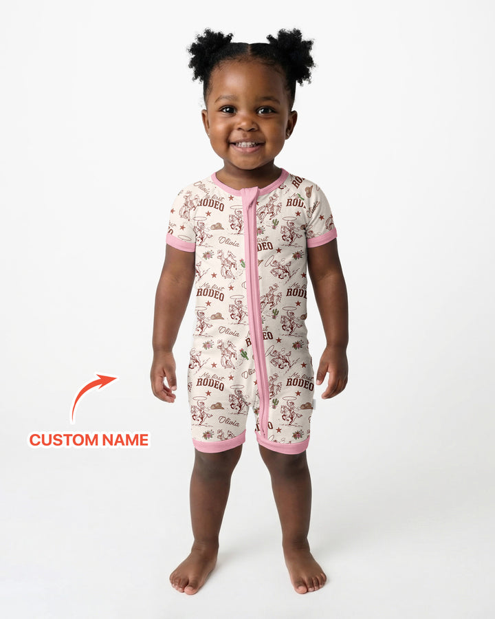 Custom Name First Rodeo Family Matching Bamboo Shorty Zippy