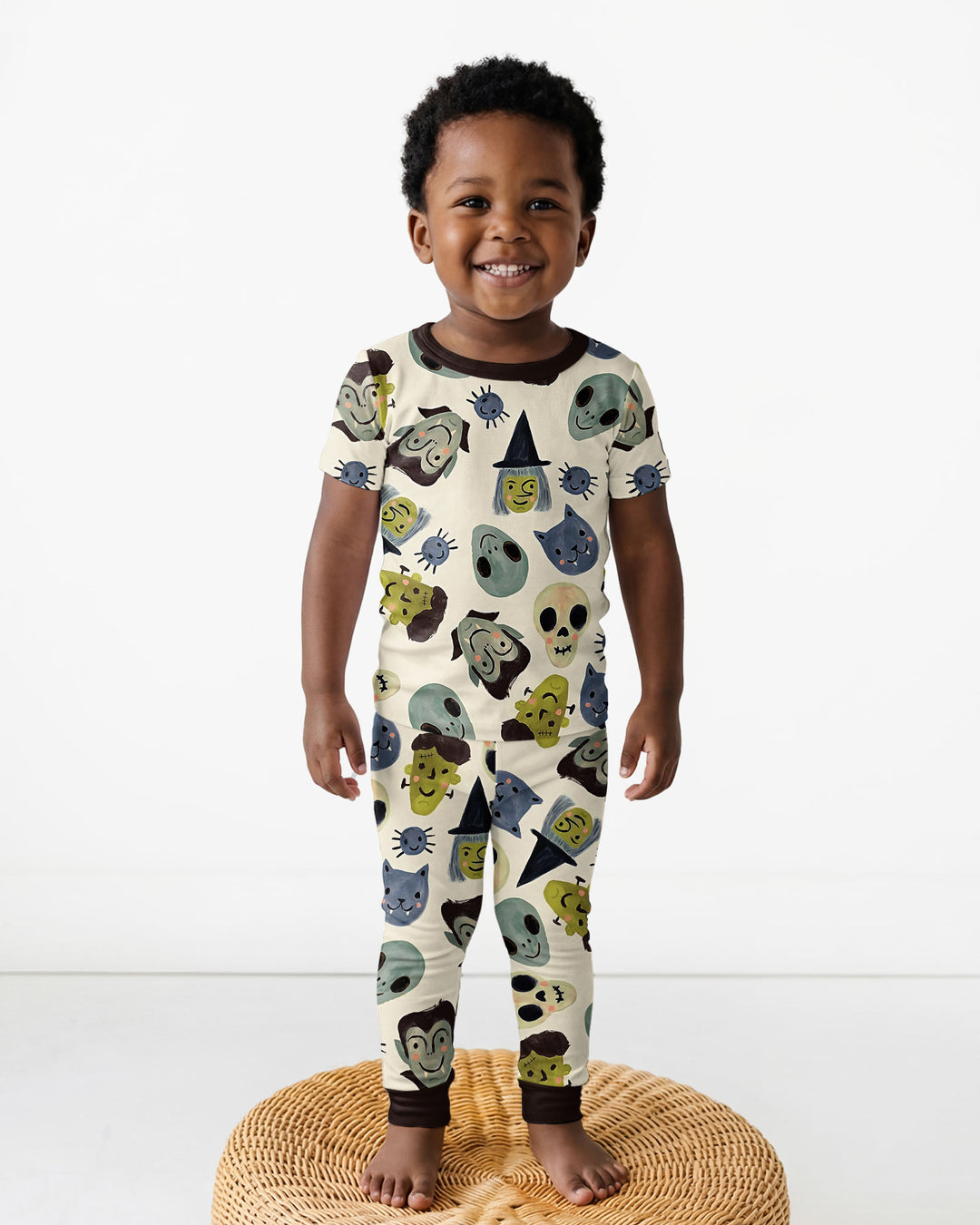 Halloween Face Bamboo Two Piece Short Sleeve Pyjamas Set For Haloween