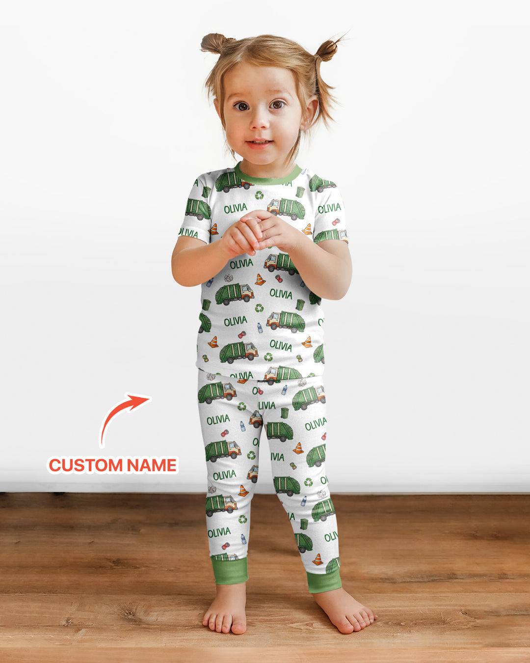 Custom Name Garbage Day Bamboo Two Piece Short Sleeve Pajama Set