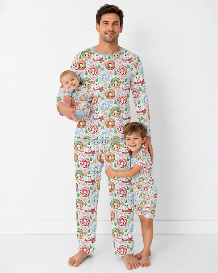 Kawaii Christmas Donuts Bamboo Men's Pajama Set