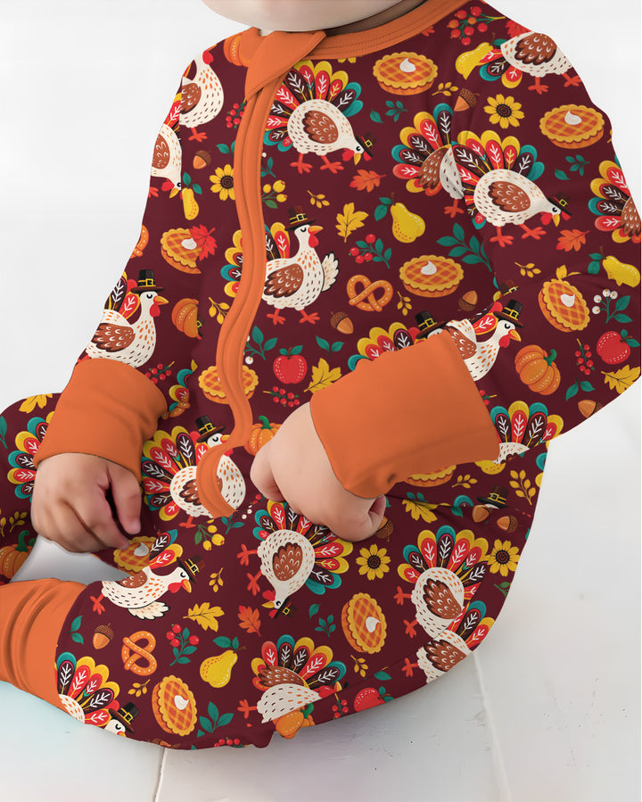 Festive Turkey Fall Harvest Bamboo Convertible Zippy