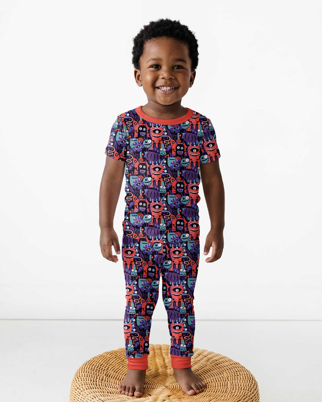 Halloween Multi Eyed Monsters Bamboo Two Piece Short Sleeve Pajama Set