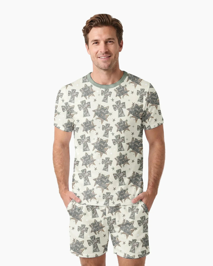 Camo God is Good Family Matching Bamboo Men Short Sleeve Short Pajama Set