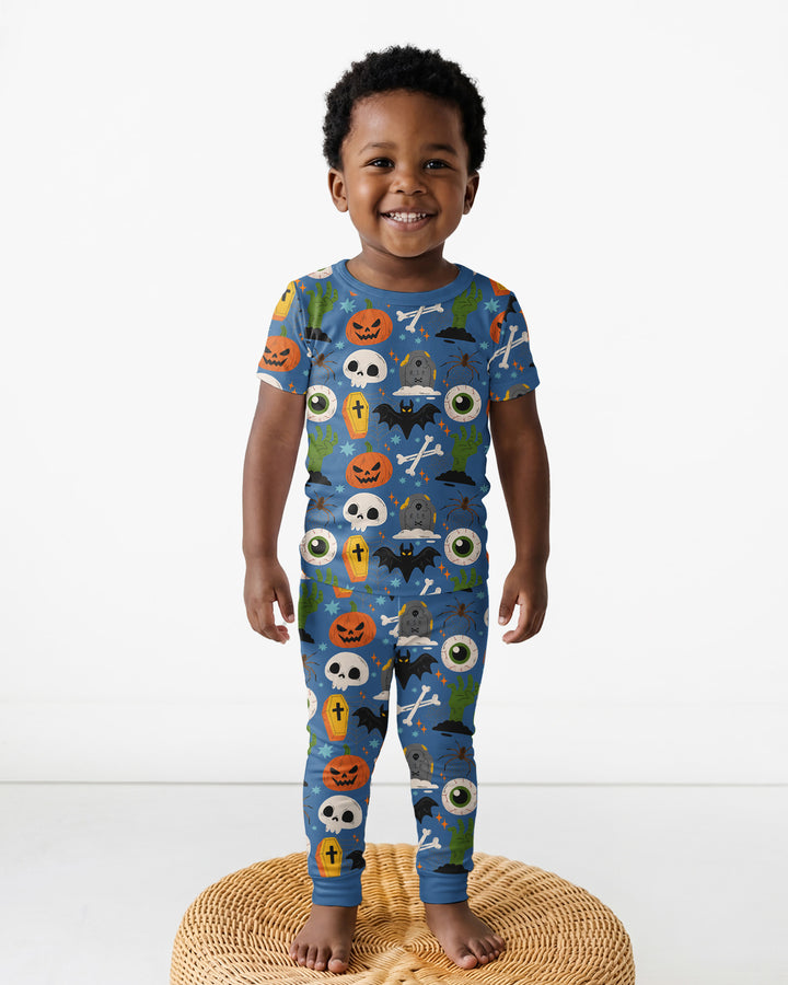 Little Monsters Bamboo Two Piece Short Sleeve Pyjamas Set For Haloween
