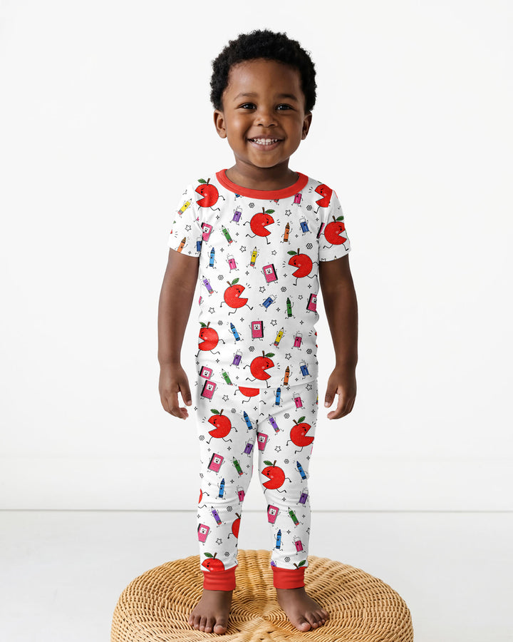 Back To School Chasing Bamboo Two Piece Short Sleeve Pajama Set