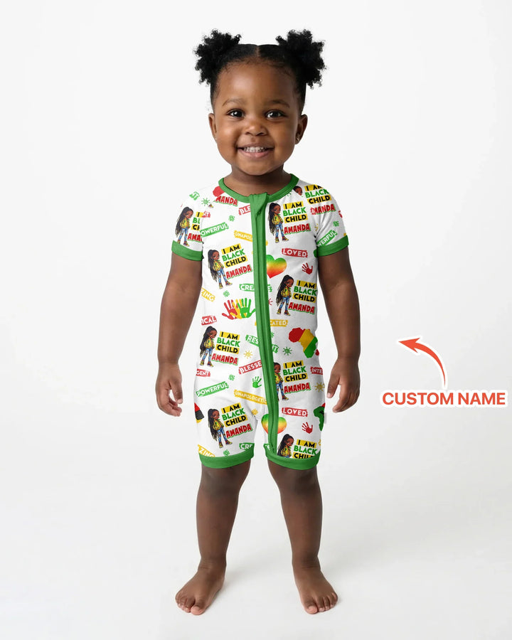 Custom Name I Am Black Child Magical Bamboo Shorty Zippy