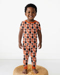 Retro Black Cat Garden Bamboo Two Piece Short Sleeve Pajama Set