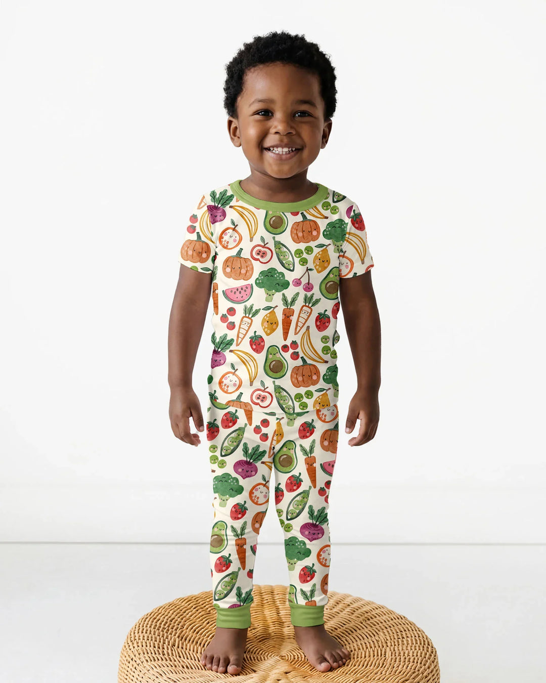 Veggie Friends Family Matching Bamboo Two Piece Short Sleeve Pajama Set