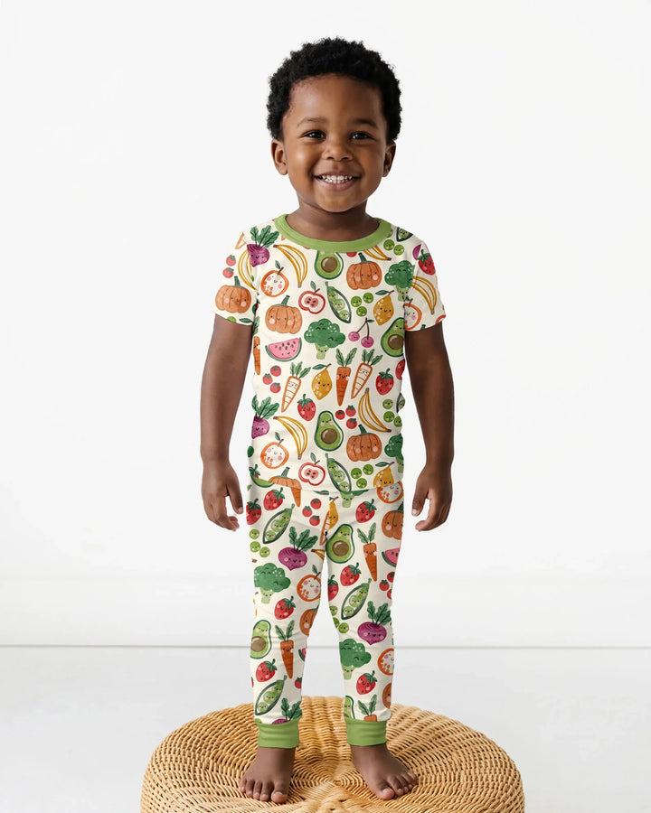 Veggie Friends Family Matching Bamboo Two Piece Short Sleeve Pajama Set