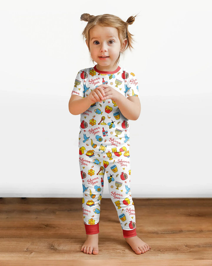 Shanah Tovah U'Metukah Bamboo Two Piece Short Sleeve Pajama Set