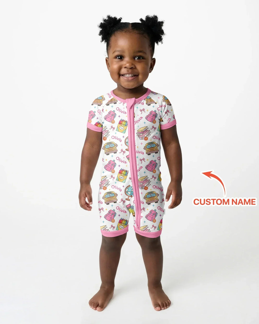 Custom Name Back To School Bamboo Shorty Zippy