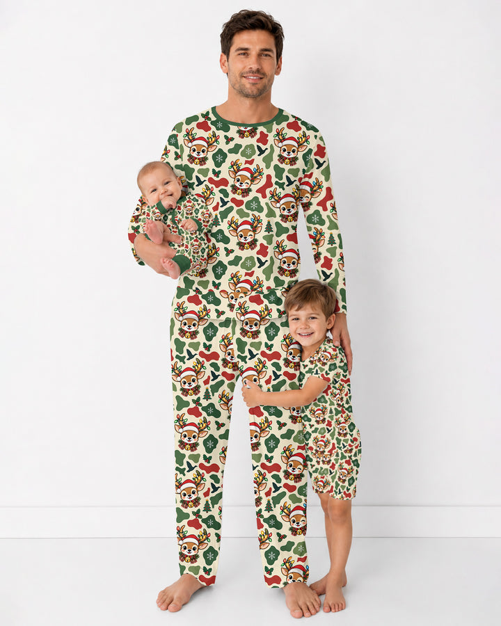 Christmas Deer Hunting Camo Bamboo Men's Pajama Set