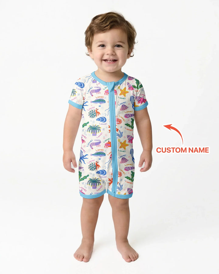 Tide Pool Pals Custom Name Bamboo Shorty Zippy