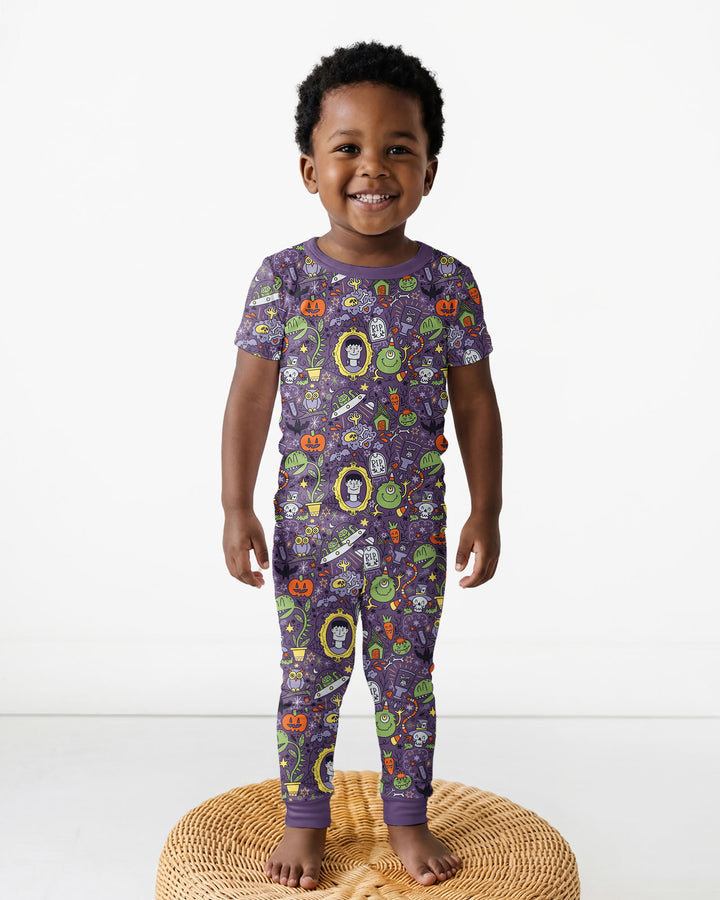 Halloween Monster Fun Bamboo Two Piece Short Sleeve Pajama Set