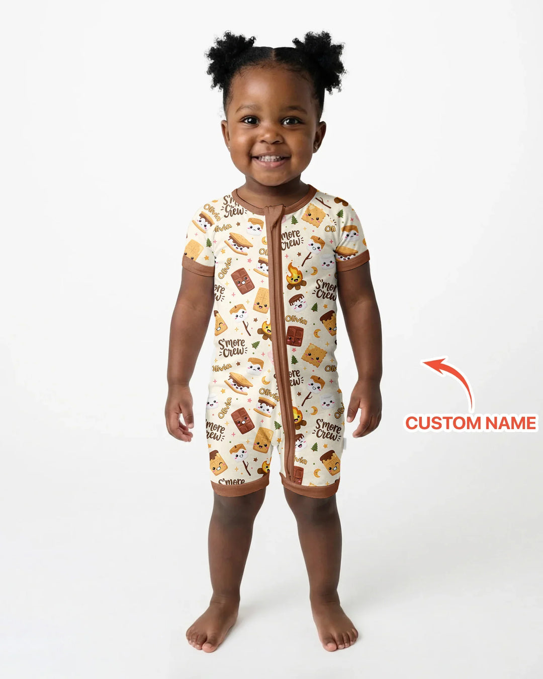 Custom Name Kawaii S'more Crew Family Matching Bamboo Shorty Zippy