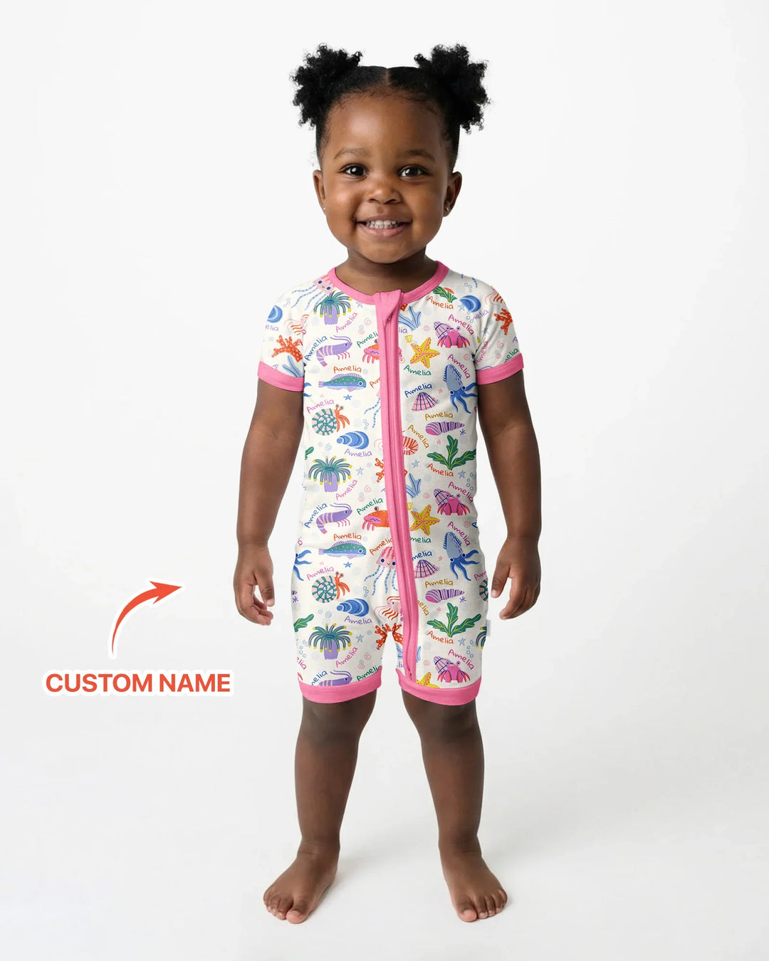 Tide Pool Pals Custom Name Bamboo Shorty Zippy